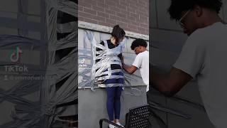 Duct Tape Challenge, HE LEFT ME OUTSIDE FOR HOURS Check full video! #shortsvideo #ducttape #shorts