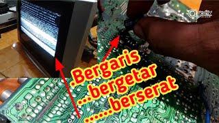 Tv tabung gambar bergaris dan berserat