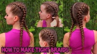 How to Braid TIGHT Braids to Your Own Hair | 2 Dutch Braids | Easy Hairstyles