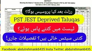 after result PST JEST deprived Taluqa process &, vacancy position - sardar shah & Akbar lagahri News