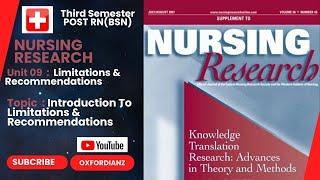 Third Semester Post RN (BSN) Nursing Research  Unit 9 Limitations & Recommendations Lec 11