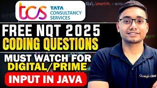 TCS NQT 2025 Coding PYQ| Digital & Prime  Role  Questions | TCS Free NQT 2025