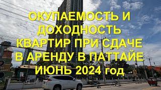 Окупаемость и доходность квартир при сдаче в аренду в Паттайе.  Июнь 2024 год