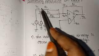 SUMMING AMPLIFIER (OR)ADDER/CIRCUIT DIAGRAM/EXPLINATION IN TELUGU FOR 3RD SEM electronics