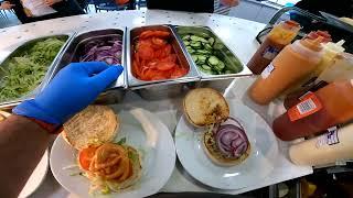 Busy, busy, busy: POV burger assembly 