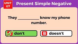 Present Simple Negative Quiz | Do not / Does not | English Quiz Mastery