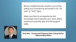 Review neighborhoods, locations you will be selling your commercial real estate in for “for sale”