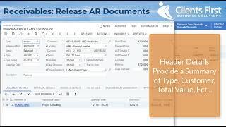 Acumatica Cloud ERP 102:  Receivables Release AR Documents