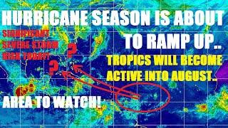 Hurricane season about to ramp up! Area to watch as we near August.. Widespread severe risk today!