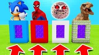 Minecraft PE : DO NOT CHOOSE THE WRONG PORTAL! (Sonic, Lunar Moon, Spiderman & Tyrannosaurus)