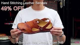 Men Hand Stitching Soft Leather Sandals |Newchic