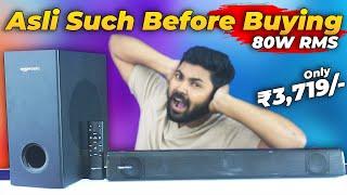 Amazon Basics C80SW Soundbar with Wired Subwoofer | 80W RMS | 2.1 Channel