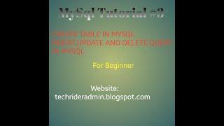 Insert,Update and Delete query in MySql