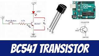 BC547 NPN Transistor as a switch - Arduino example with LED Flash