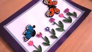 Tutorial - 1 Simple Quilling card with butterfly design | Quilling Butterfly | Quilling Card