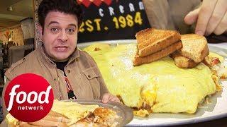 Adam Fights To Finish Enormous 12 Egg Omelette Challenge | Man v Food