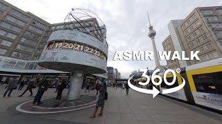 【360°】WALKING BERLIN with ASMR sound. From Alexanderplatz to Checkpoint Charlie and Berlin Wall