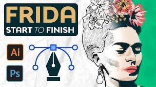 Illustration Design "FRIDA KAHLO" | Adobe Illustrator & Photoshop