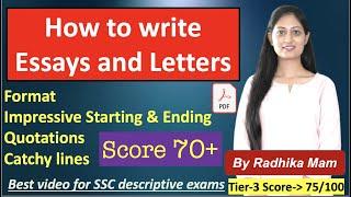 How to write essays and letters| Formats, catchy headlines, quotations| SSC descriptive Exams 
