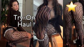 Tights Try-On Haul | 4k | Patterned Tights | Close-up view and see through