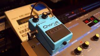 How to get instant vintage sound? Use a Boss CE-2 chorus pedal from the early 80s on your synths.