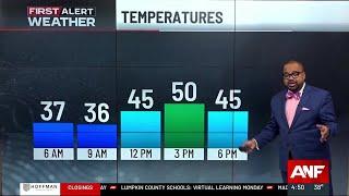 First Alert Forecast: Cloudy with a few showers this morning, sunshine this afternoon