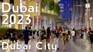 Dubai Burj Khalifa, Night City Center Walking Tour 4K | United Arab Emirates 