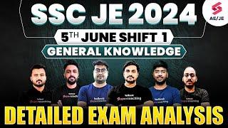 SSC JE 2024 5th June Shift 1 General Knowledge Detailed Exam Analysis | SSC JE 2024