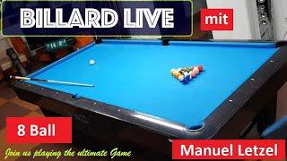 Billard Live aus Ludwigshafen. Match zwischen Zehrudin Vereget und Manuel Letzel 8 Ball auf 20 GS