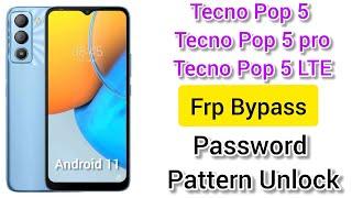 Tecno pop 5 pro frp bypass and password pattern unlock android 11