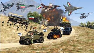 Irani Fighter Jets & War Helicopters Attack on Israeli army secret weapons supply convoy-gta5