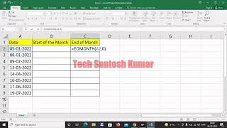 Eomonth Function in Excel | Start and End of the Month from a Date