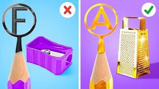 ASTUCES SCOLAIRES DIY DRÔLES || Astuces de dessin pour impressionner votre professeur par 123GO!GOLD