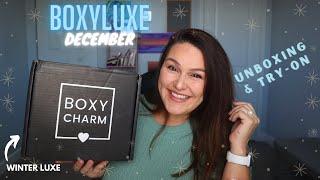 Boxyluxe December Unboxing and Try On| Boxycharm December 2021 | #boxywinterluxe Spoilers & Review