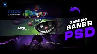 Free cool gaming banner PSD pack | Gaming channel art PSD pack| Tech Caps