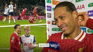 Virgil van Dijk unhappy after Lucas Bergvall's controversial winner for Tottenham 