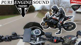 STREET TRIPLE 675 - chasing DUCATI PANIGALE V4 SP   | LEOVINCE SOUND [4K]