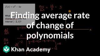 Finding average rate of change of polynomials | Algebra 2 | Khan Academy