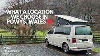 Perfect Riverside campsite in Powys, Wales stay in our VW California Ocean Campervan