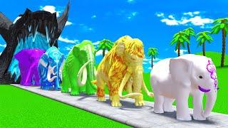 Paint Animals Mammoths and Elephants Size Comparison Fountain Crossing Animal Game Transformation