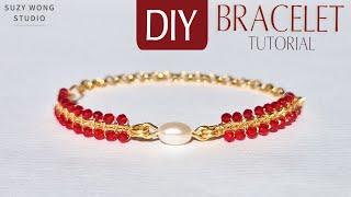 Red Spinel Wire Wrap Bracelet Tutorial| Easy Bracelet| DIY Bangle| DIY Jewelry| How to make