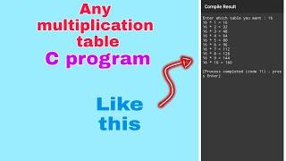C program to display the multiplication table of a given number.