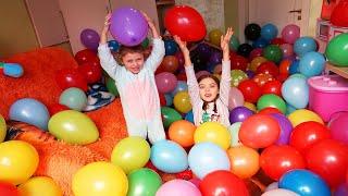 Balloon room | Children Play and Break Balloons | Kids Video