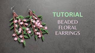 How to make twigs with leaves and flowers earrings, beaded earrings handmade