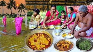 Village Life Fishing। Koi Fish Catching In The Rice Field। Cooking Bengali Style Red Chicken Curry