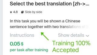 Select the best translation [zh-en] 0.05 Training 100% Accepted #TolokaEasyTask Earn Money #toloka