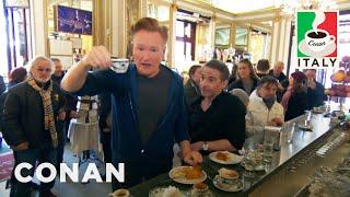 Jordan Schlansky Lectures Conan About Coffee In Naples | CONAN on TBS