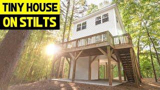 500sqft TINY HOUSE ON STILTS w/ LOFT! (Full Airbnb Tiny House Tour)