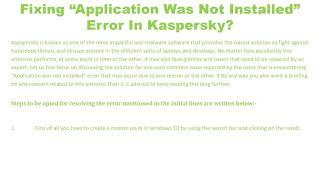 Fixing “Application Was Not Installed” Error In Kaspersky