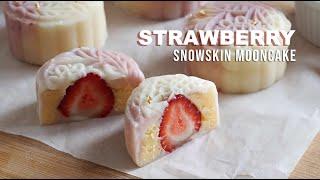 Strawberry Snow Skin Mooncake | Custard Snowskin Mooncake Recipe | Catherine Zhang
